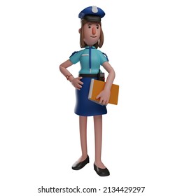 A Young 3D Police Woman Cartoon Design Having Cool Poses
