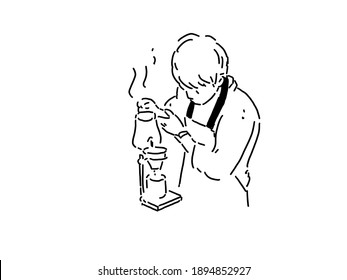 Young barista brewing coffee with cool fashion 90’s pop art style , manga style, doodle, hand drawing  - Powered by Shutterstock