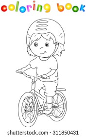 Young Boy Riding Bicycle Helmet Coloring Stock Vector (Royalty Free ...