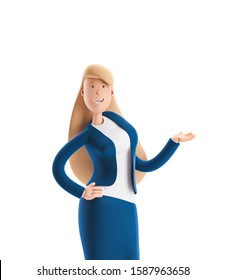 Young business woman Emma standing on a white background. 3d illustration