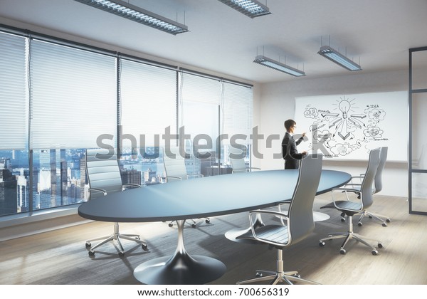 Young Businessman Modern Meeting Room Business