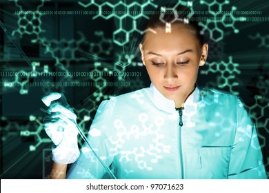 Young chemist in white uniform working in laboratory - Powered by Shutterstock