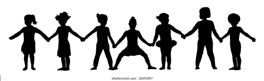Black And White Kids Holding Hands Stock Illustrations Images Vectors Shutterstock