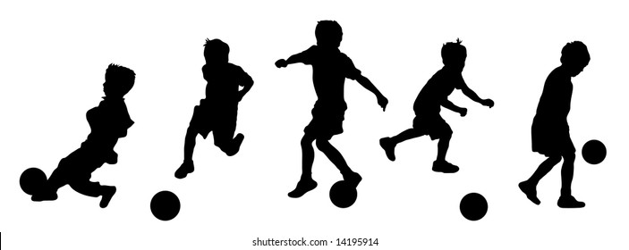 Young Children Playing Soccer Football Stock Illustration 14195914 ...