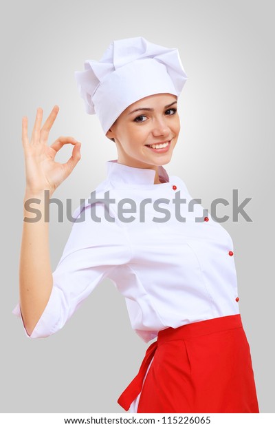 red chef apron