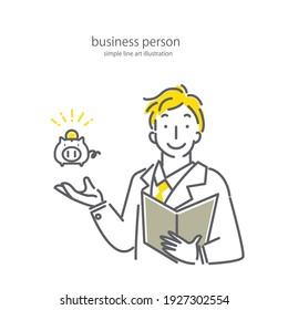 young friendly businessman,  simple line art - Powered by Shutterstock