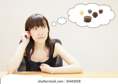 Young Girl With A Chocolate Food Craving