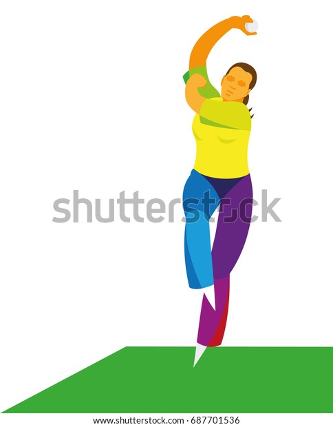 Young girl is a player of the team in cricket,\
which throw the pitch of the\
ball