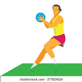 Young Girl Playing In Netball