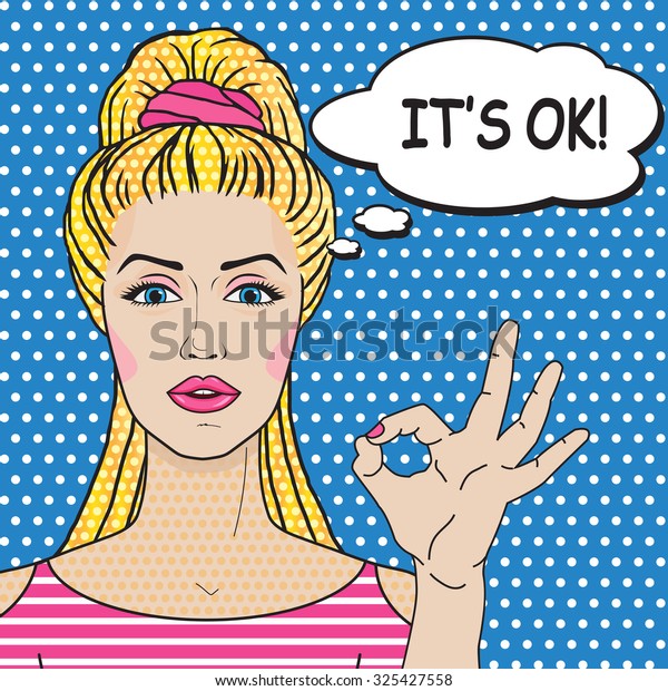 Young Girl Says Ok Pop Art Stock Illustration 325427558