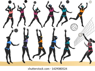 young girls playing beach volleyball  - Shutterstock ID 1429080524