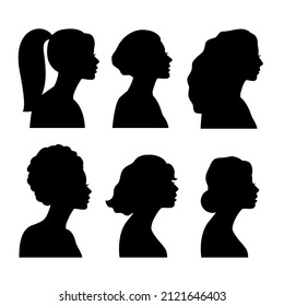 Young Girls Side Silhouettes Ethnic Black Stock Illustration 2121646403 ...