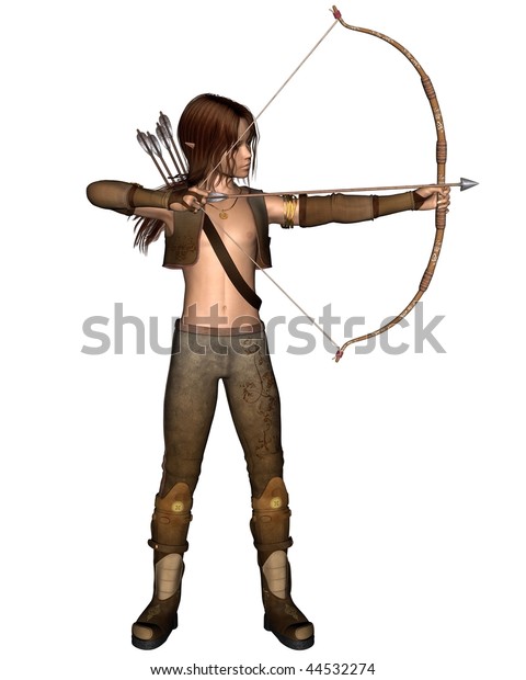 Young Male Elf Archer Hunting Bow Stock Illustration 44532274