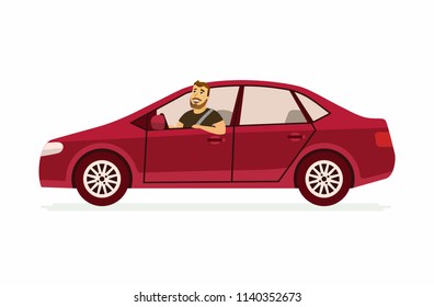 Young Man Car Cartoon People Character Stock Vector (Royalty Free ...