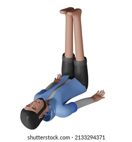 Young Man Practicing Yoga With Leg Up Pose, Ayurveda Vata, Healthy Hobby, 3D Illustration, 3D Yoga