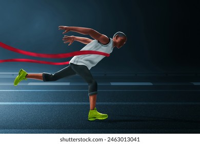 Young man runner sprinting to finish line on the street with smoke, 3d illustration  - Powered by Shutterstock