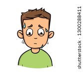 Young man sweating. Flat design icon. Colorful flat illustration. Isolated on white background. Raster version.