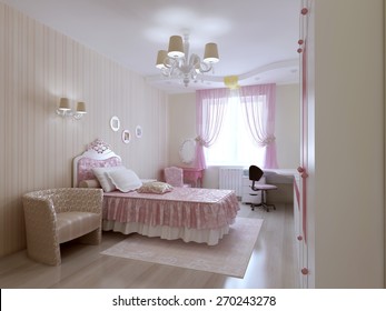 Young Princess Bedroom. 3d Render