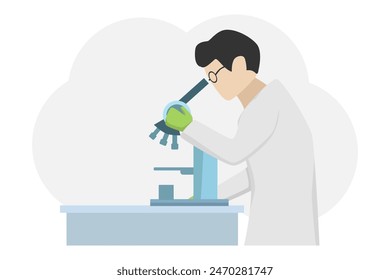 A young student conducts chemical research using a microscope - Powered by Shutterstock