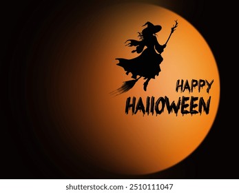 Young witch riding a broom. Happy Halloween background white a witch and orange full moon on black background.


 - Powered by Shutterstock