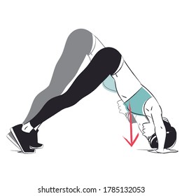 Young Woman Doing Exercise - Pike Push Ups / Downward Facing Dog Push Ups - Colour Series