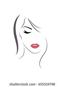 Beautiful Womans Abstract Face Black Lines Stock Vector (Royalty Free ...