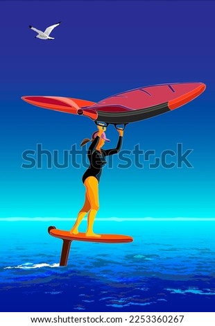 Similar – Image, Stock Photo Surfer woman Beach Ocean