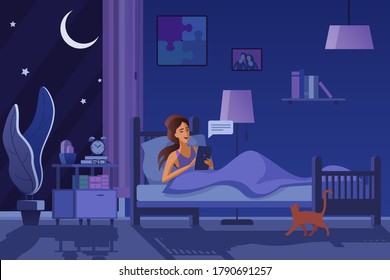 夜 ベッド 女性 のイラスト素材 画像 ベクター画像 Shutterstock