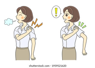 肩こり 女性 日本人 のイラスト素材 画像 ベクター画像 Shutterstock