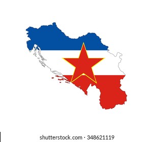 Yugoslavia Former Country National Flag Map Shape Illustration