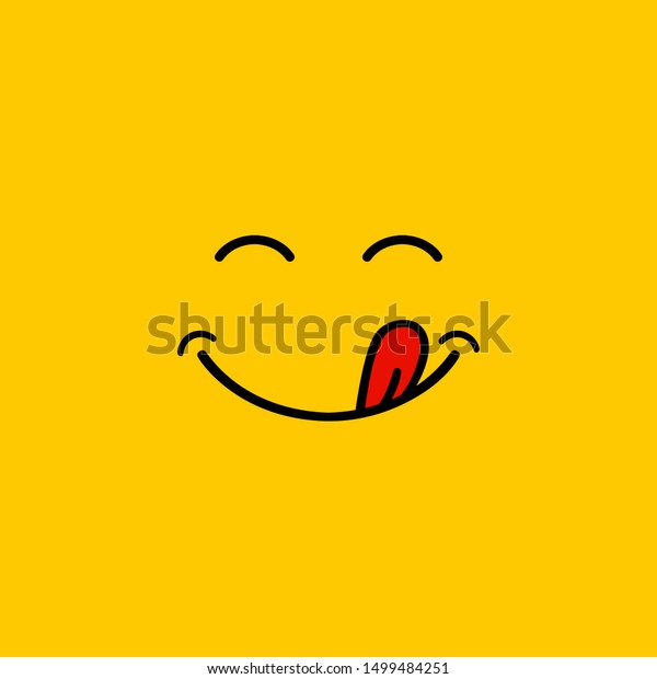 Yummy Smile Cartoon Line Emoticon Tongue Stock Illustration 1499484251 ...