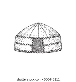 Yurt Nomads Hand Draw Sketch Drawing Stock Illustration 500443111 ...