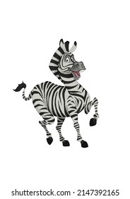 Z letter animal flashcard, Zebra character illustration for children education. Learn alphabet easily