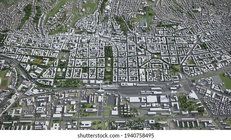 Zagreb 3D City Model Aerial Rendering