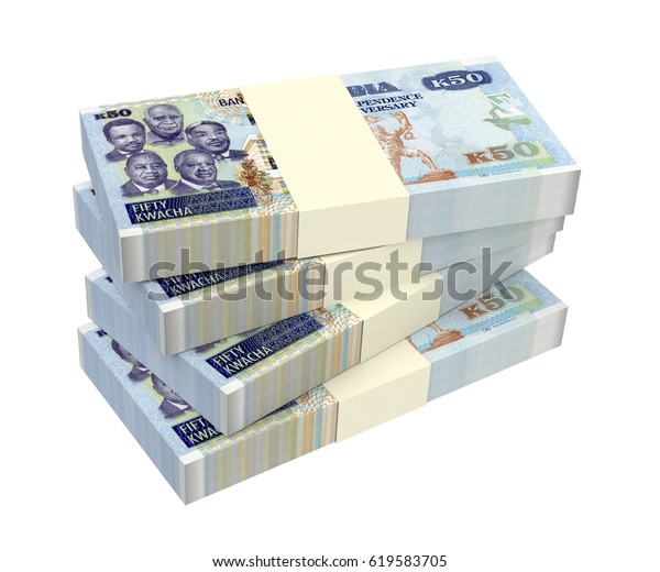 Zambian Kwacha Bills Isolated On White Stock Illustration 619583705