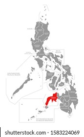 Zamboanga Peninsula Red Highlighted In Map Of Philippines