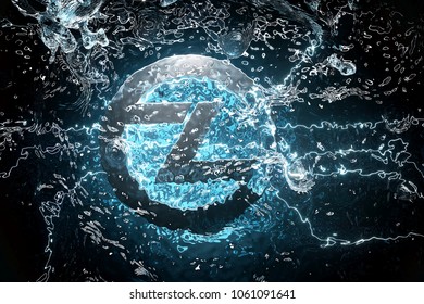 Zclassic Symbol Underwater in the Blue Light. 3D Illustration of Silver Zclassic Logo Under Water.