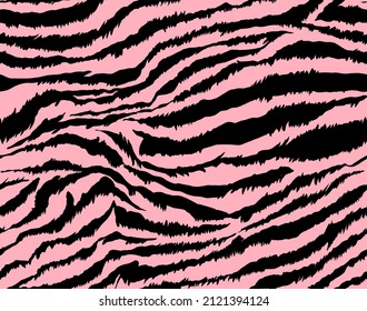 Zebra animal skin abstract seamless pattern illustration. Fabric motif texture repeated. Wild safari element lines stripes on pink background