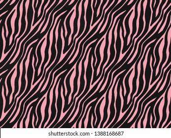 Zebra Fur Skin Seamless Pattern, Carpet Zebra Hairy Background, Pink Rose Texture, Look Smooth, Fluffly And Soft, Using Brush Photoshop To Design The Graphic. Animal Skin Print Camouflage Concept.