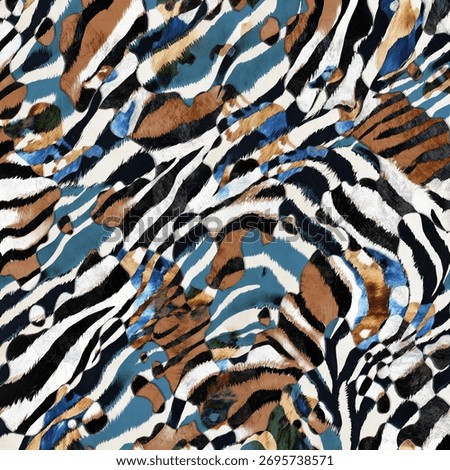 Zebra and leopard batik pattern, abstract animal prints, textile animal texture.