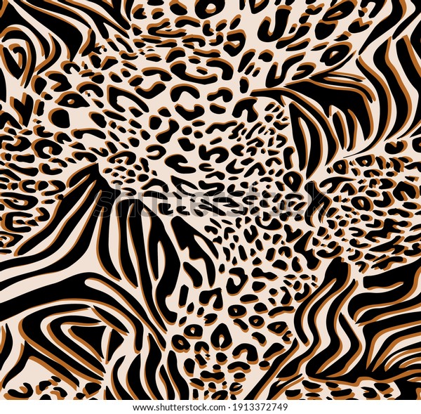 Zebra and leopard
texture, mixed animal
print