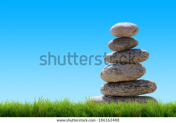 Zen Attitude Balance Stones Blue Sky Stock Illustration