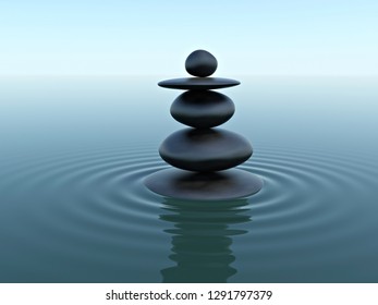 Zen Stones 3d Rendering Pile Zen Stock Illustration 69779404