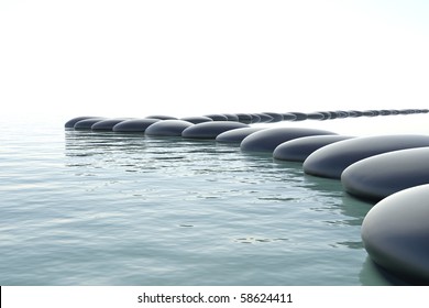 Zen Stones In A Zen Turbulent Water