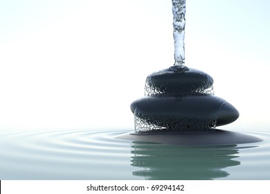 zen waterfall on the stones in water - Powered by Shutterstock