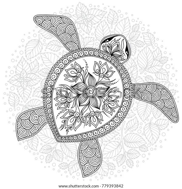 Zentangle Stylized Cartoon Turtle Isolated On Stock Illustration ...