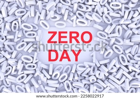 ZERO DAY abstract background with scattered binary code 3D illustration