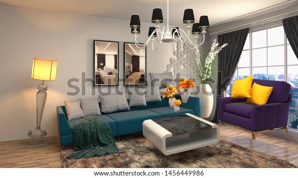 Zero Gravity Sofa Hovering Living Room Stock Illustration