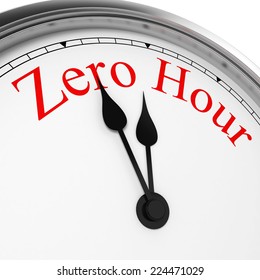 Zero hour on a clock. 3d illustration isolated on white background 