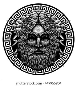 Zeus Greece God. Graphic Illustration On Background